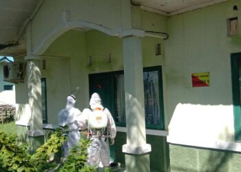 Cegah Covid-19, Yonkav 12/BC Laksanakan Penyemprotan Disinfektan di Lingkungan Asrama dan Perkantoran