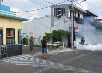 Warga Perumahan PTR Sidoarjo Lakukan Fogging, Upaya Cegah Penyakit Disebabkan Nyamuk.