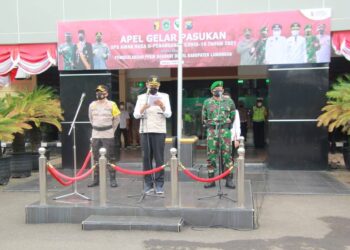 100 Personil Gabungan TNI-Polri dan Pemkab Dikerahkan Dalam Operasi Aman Nusa II Untuk Penegakan PPKM Darurat di Lamongan