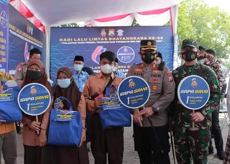 Peringati HUT Lantas, 63 Anggota Polantas Gresik Jadi Orang Tua Asuh Anak Yatim Korban Covid-19