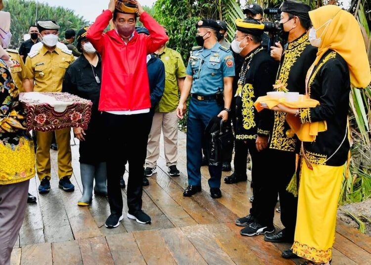 Tiba di Tana Tidung, Jokowi Disambut Prosesi Adat Tepung Tawar