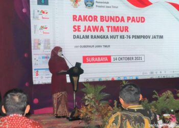 Bunda PAUD Kabupaten Kediri hadiri Raker PAUD Se Jawa Timur Tahun 2021