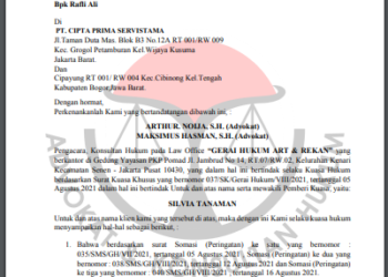 SOMASI (PERINGATAN) TERBUKA II Kepada Yth, Bpk Rafli Ali Di PT. CIPTA PRIMA SERVISTAMA