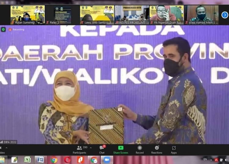 Karupbasan Probolinggo Ikuti Kegiatan Penyerahan DIPA dan TKDD TA 2022 Secara Virtual