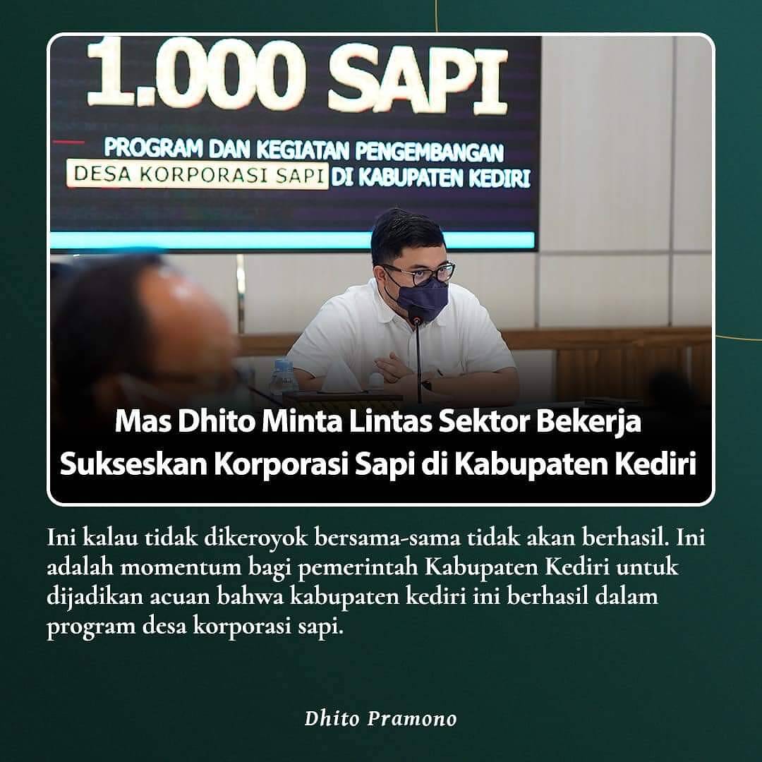 Mas Dhito Minta Lintas Sektor Bekerja Sukseskan Korporasi Sapi di Kabupaten Kediri