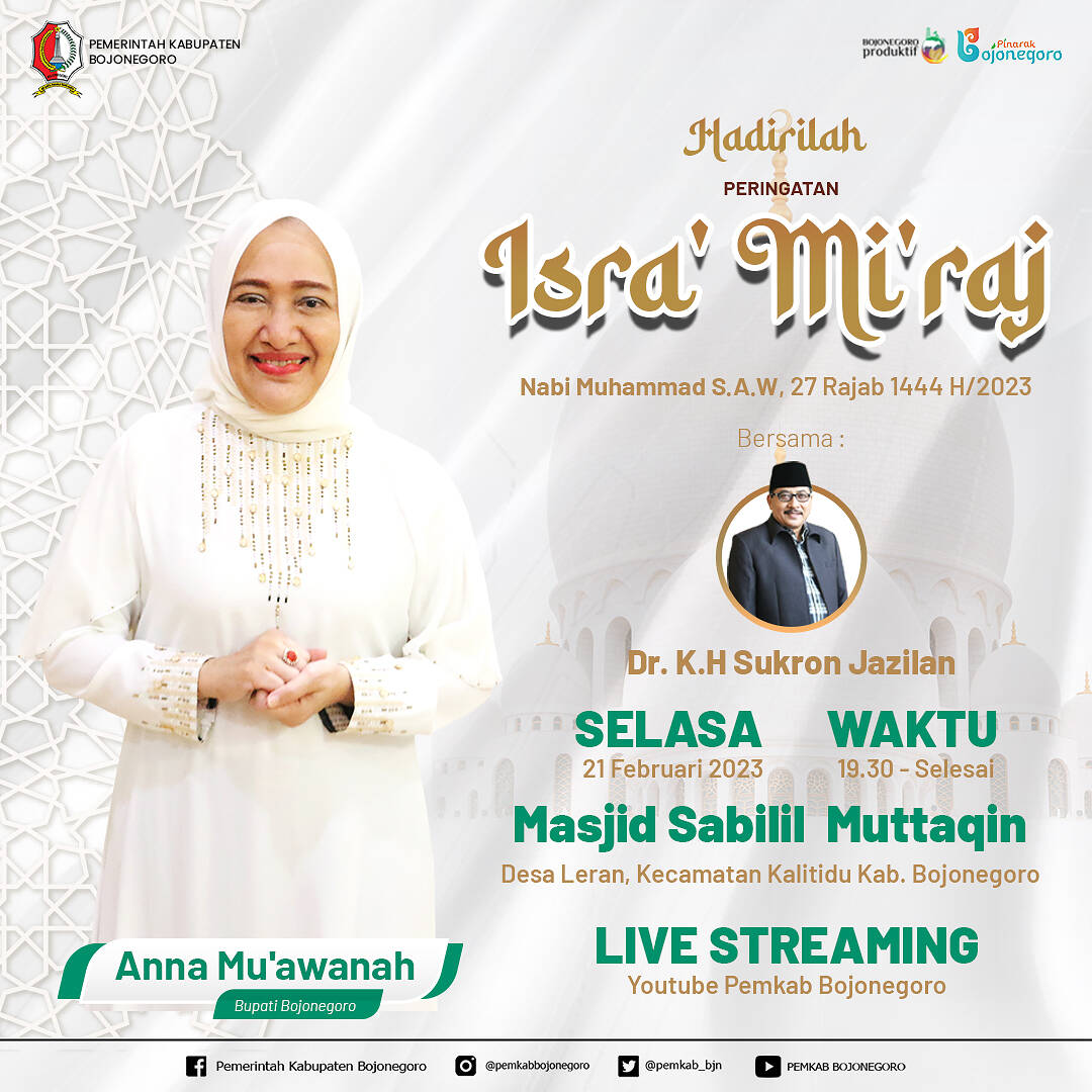 Pemkab Bojonegoro Akan Gelar Pengajian, Peringati Isra Miraj Nabi Muhammad SAW