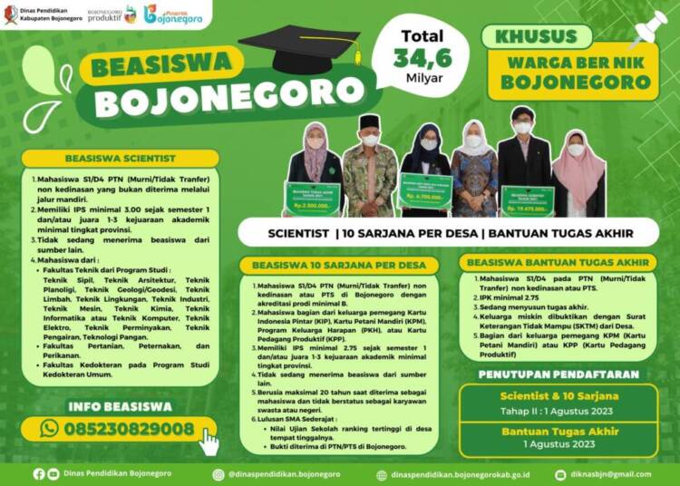 Pemkab Bojonegoro Tetapkan 739 Mahasiswa Lolos Seleksi Beasiswa Prestasi 