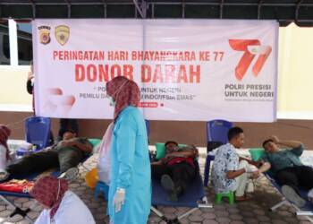 Momentum HUT 77 Bhayangkara, Polres Pijay Gelar Donor Darah
