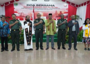 Kodam Kasuari Ikuti Doa Bersama Lintas Agama Jelang HUT Ke 78 TNI, Mohon Keselamatan Kawal Demokrasi Untuk Indonesia Maju