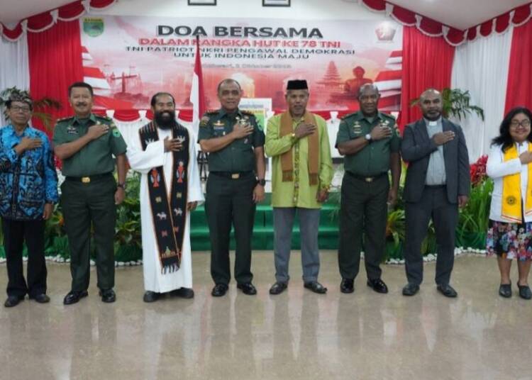 Kodam Kasuari Ikuti Doa Bersama Lintas Agama Jelang HUT Ke 78 TNI, Mohon Keselamatan Kawal Demokrasi Untuk Indonesia Maju