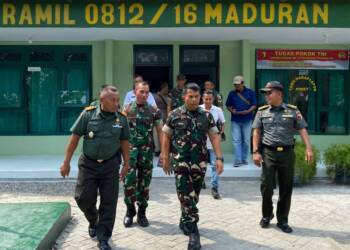 Dandim 0812 Lamongan Dampingi Kunjungan Kerja Danrem 082/CPYJ ke Pos Koramil Maduran