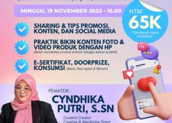 Pengen Bisa ‘Ngonten’, Ikuti Workshop Socmed Bersama Cyndhika Putri di Onnea Cafe.