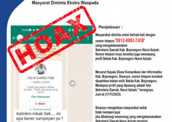 Waspada! Hoax Nomor Telepon Mengatasnamakan Sekda Bojonegoro Nurul Azizah.