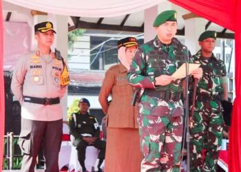 Dandim Bojonegoro Pimpin Apel Pergeseran Pasukan PAM TPS Pemilu Serentak 2024