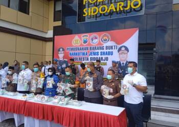 Polresta Sidoarjo Musnahkan BB 30 Kg Sabu