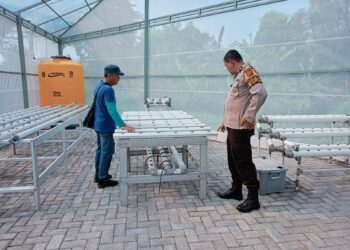 Bhabinkamtibmas Polsek Waru Edukasi Petani Manfaatkan Lahan Tidur jadi Kebun Hidroponik