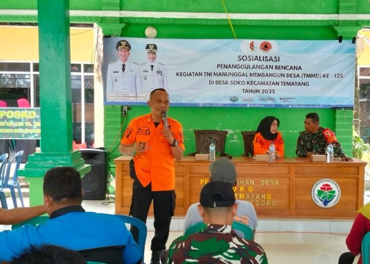 TMMD 125 Bojonegoro, TNI dan BPBD Sosialisasi Mitigasi Bencana