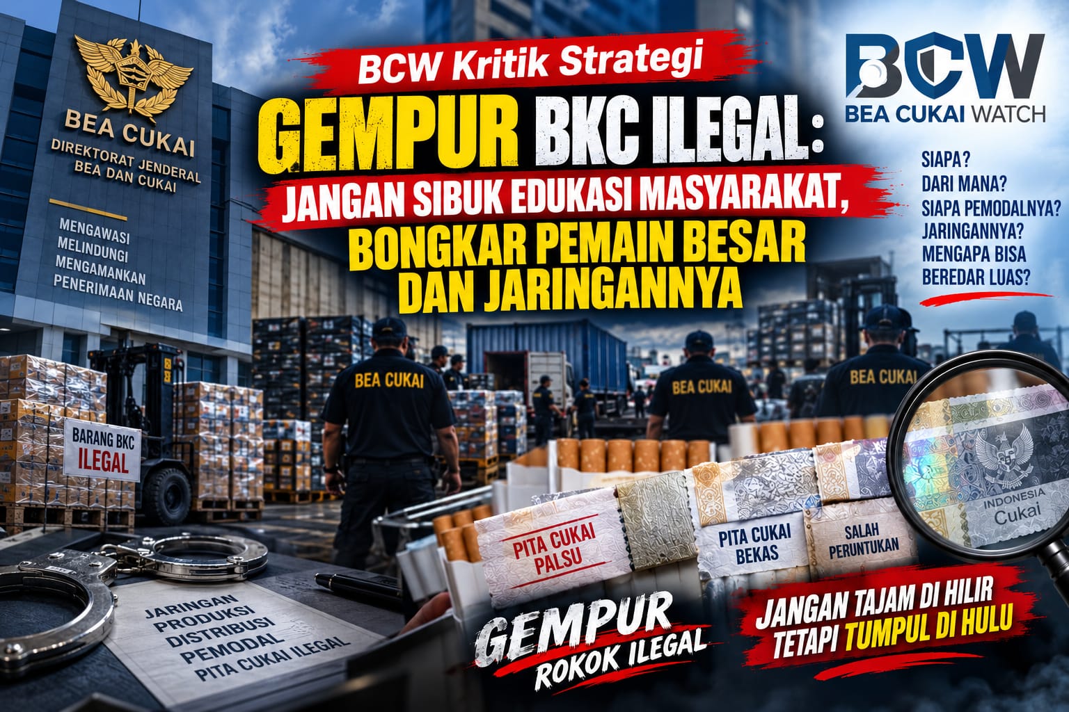 Bukan Cuma Razia Warung, BCW Tantang Bea Cukai Bongkar Pemain Besar di Balik Rokok Ilegal