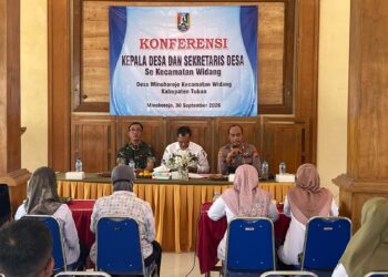 Konferensi Kades di Minohorejo, Kapolsek Widang AKP Riyanto Minta Warga Waspada Penipuan Jual-Beli Segitiga Gabah